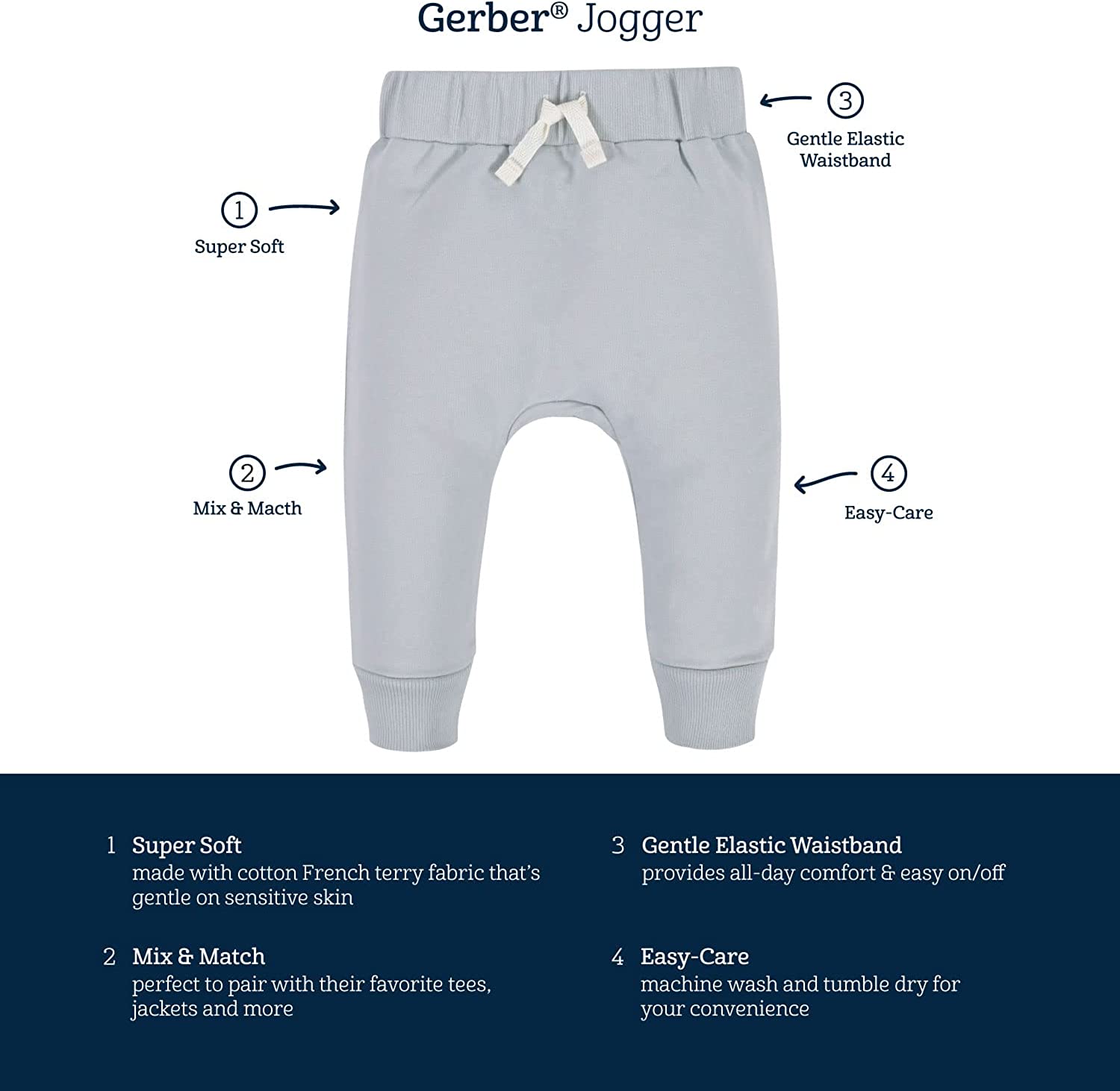 Gerber Baby Boys' Toddler 3-Pack Jogger Pants - Image 6